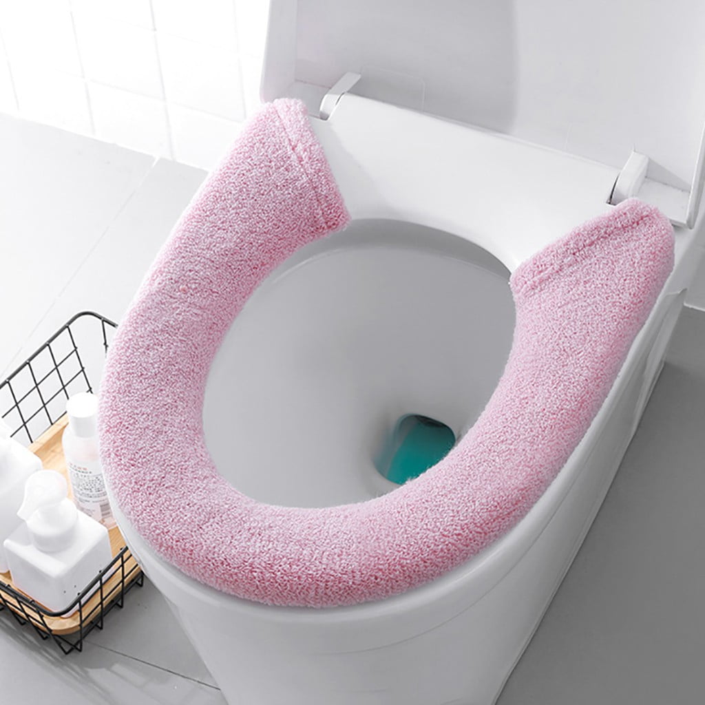 Household Winter Plush Soft Toilet Seat Pad Cover Toilet Seat With Handle UOP 