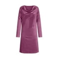 thumbnail image 2 of Tnhcen Women's Plus Size Velvet Dress Long Sleeve Cowl Neck Elegant Casual Fall Winter Dress S - 2XL 100% Polyester Draped Neck Solid Color Maxi Dress for Women Casual Party Outfit, 2 of 9