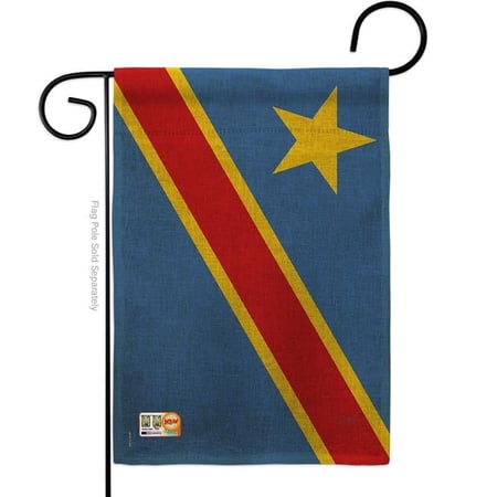 Breeze Decor BD-CY-G-108291-IP-DB-D-US15-BD 13 x 18.5 in. DR Congo Burlap Flags of the World Nationality Impressions Decorative Vertical Double Sided Garden Flag