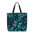 thumbnail image 1 of Easygdp Blue Floral with Butterflies Bolsa Tote para Mujer, Bolso de Hombro para Trabajo, Playa, Viajes, Compras y Supermercado, 1 of 7