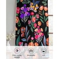 thumbnail image 6 of Watercolor Flowers Sheer Curtains 45 Inch Length 2 Panels Set for Living Room/Bedroom, Retro Spring Floral Botanical Leaves Black Kitchen Curtains Grommet Curtains Window Treatments 42"x45"x2, 6 of 7