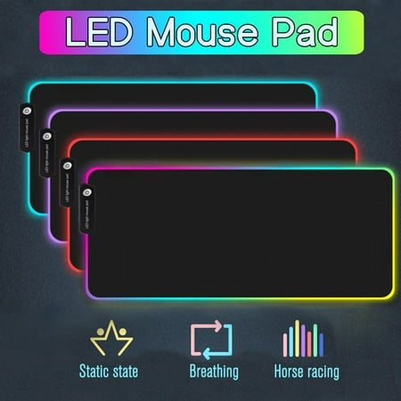 LED Lighting RGB Large Gaming Mouse Pad, Oversized Glowing Led Extended Mousepad，Non-Slip Rubber Base Computer Keyboard Pad Mat,