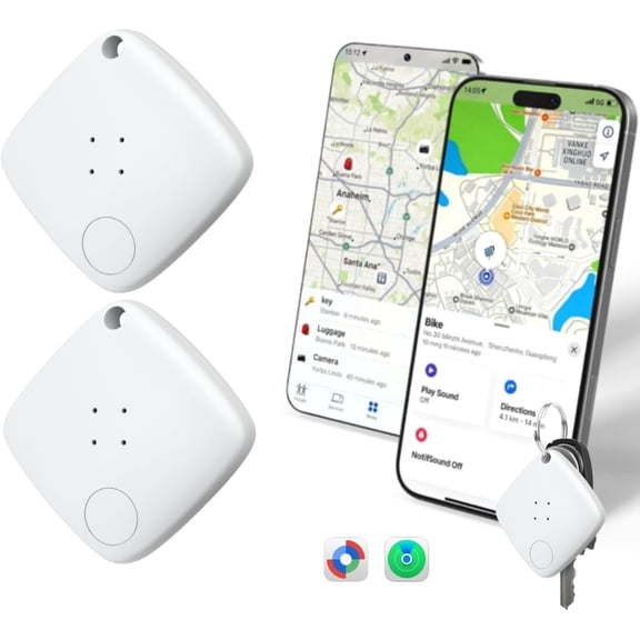 OTIC Tags Bluetooth Item Finder-2Pack,Compatible with Android(Find Hub) & iOS(Find My), Replaceable Battery, IP67 - dust proof.Suitable for Luggage, Bags, Wallets, Backpacks, Keys Tracking Tag-White