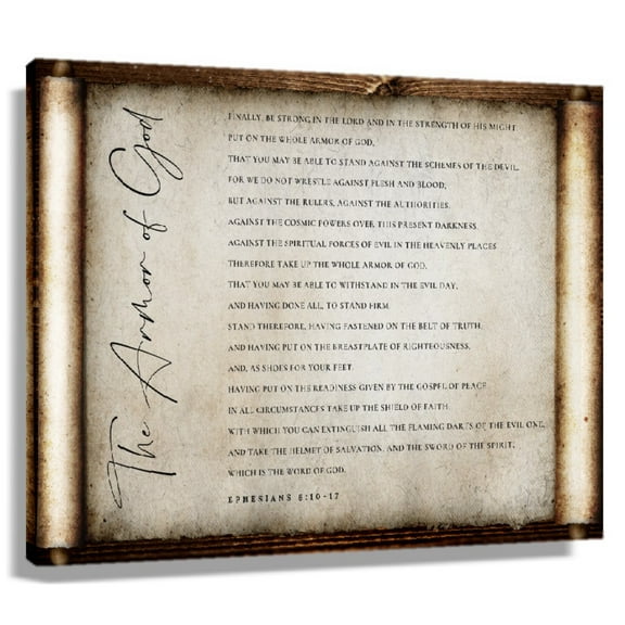 The Armor of God Wall Art Ephesians 6 10-17 Bible Verse Poster Painting Canvas Decor For Bedroom Painting Prints Framed 20x30 in