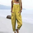 thumbnail image 5 of NMMUED Baggy Overalls for Women Wide Leg Overalls for Women Bib Overalls Women One Piece Jumpsuits for Women Wide Leg Jumpsuits for Women, Yellow 4XL, 5 of 6