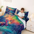 thumbnail image 3 of Castle Fairy Neon Aurora Moose King Sheets 4pcs for Teens,Glow Pine Lake Star Bedding,Teal Orange Purple,1 Fitted Sheet, 1 Flat Sheet and 2 Pillowcases, 3 of 6