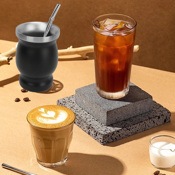 Taza de Mate Taza de té Mate en Forma de Calabaza Taza de Agua Acero Inoxidable con Cuchara Cepillo de Paja Tazas Aisladas de Calabaza Taza de té Taza Aislada para té Café Vino ANGGREK Otros