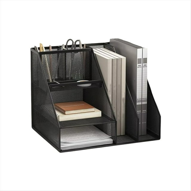 Organizador de Escritorio, Suministros de Oficina con 2 Organizadores, 1 Cajón y 2 Portalápices, Imprescindibles para el Aula y el Profesor.