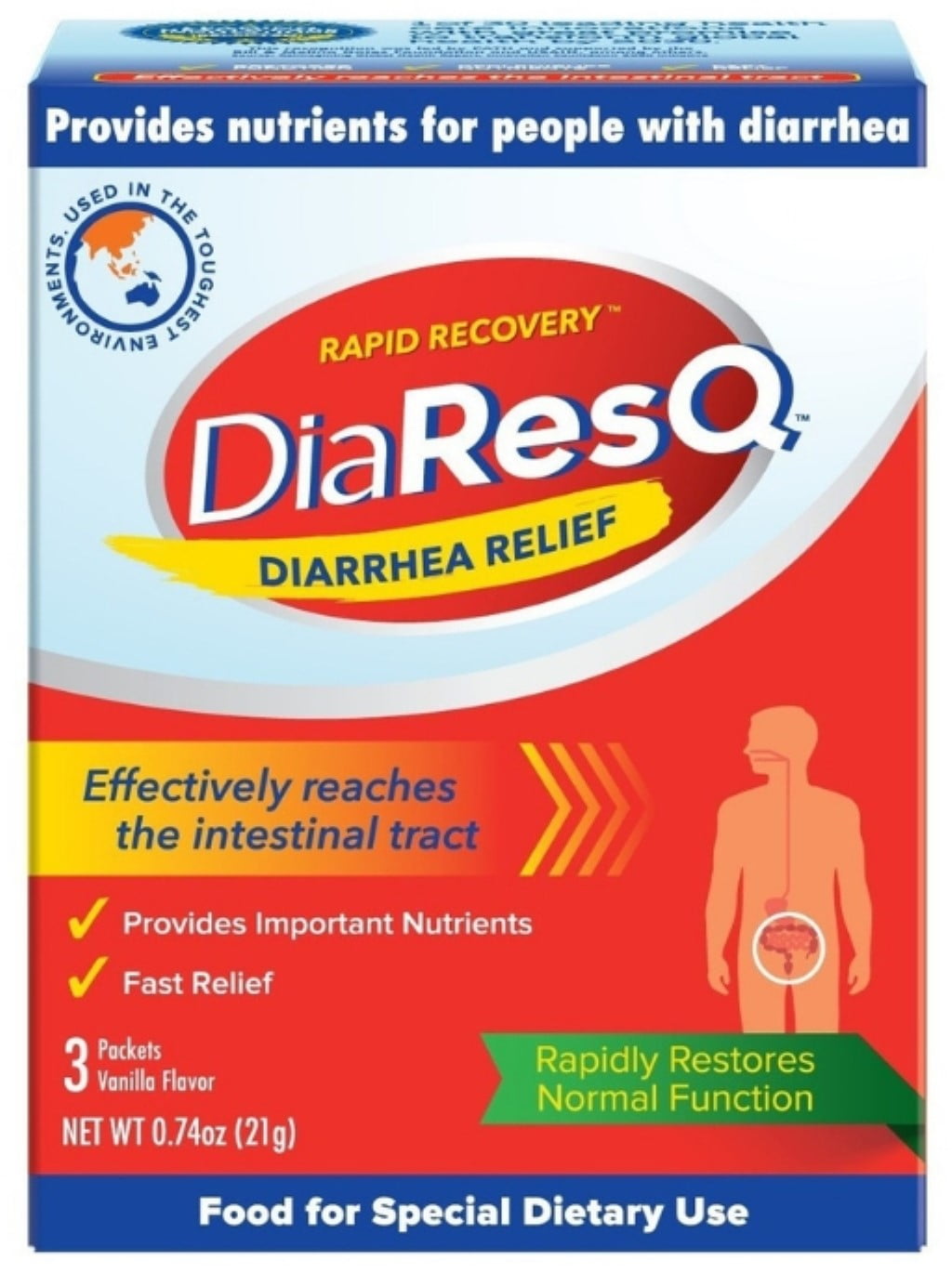 6 Pack DiaResQ Adult Diarrhea Rapid Recovery Packets, 3 ea Walmart