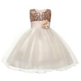 thumbnail image 1 of BYHONG Robes pour Filles Robe Sans Manches en Chiffon à Sequins Robe de Performance Robe de Princesse Jupe Beige Tenue de Jeu Extérieur 4-5 Ans, 1 of 4