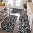 thumbnail image 2 of Black Daisy Flower White Blooms Pattern Kitchen Rugs Sets Of 3,Kitchen Runner Rugs Non Skid Washable,Decorative Kitchen Floor Mats for Kitchen,Sink,Laundry,17"x30"+ 17"x47" + 17"x59", 2 of 6