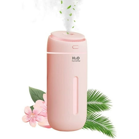 

Car mini humidifier Home 400ml Small Cool Mist Air Humidifier with 7 Color LED Night Light Humidifier for Bedroom Small USB Humidifiers 2 Mist Modes (Pink)