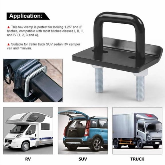 2pc U Bolt Trailer Hitch Anti Rattle Stabilizer Tightener Lock Down Towing Clamp