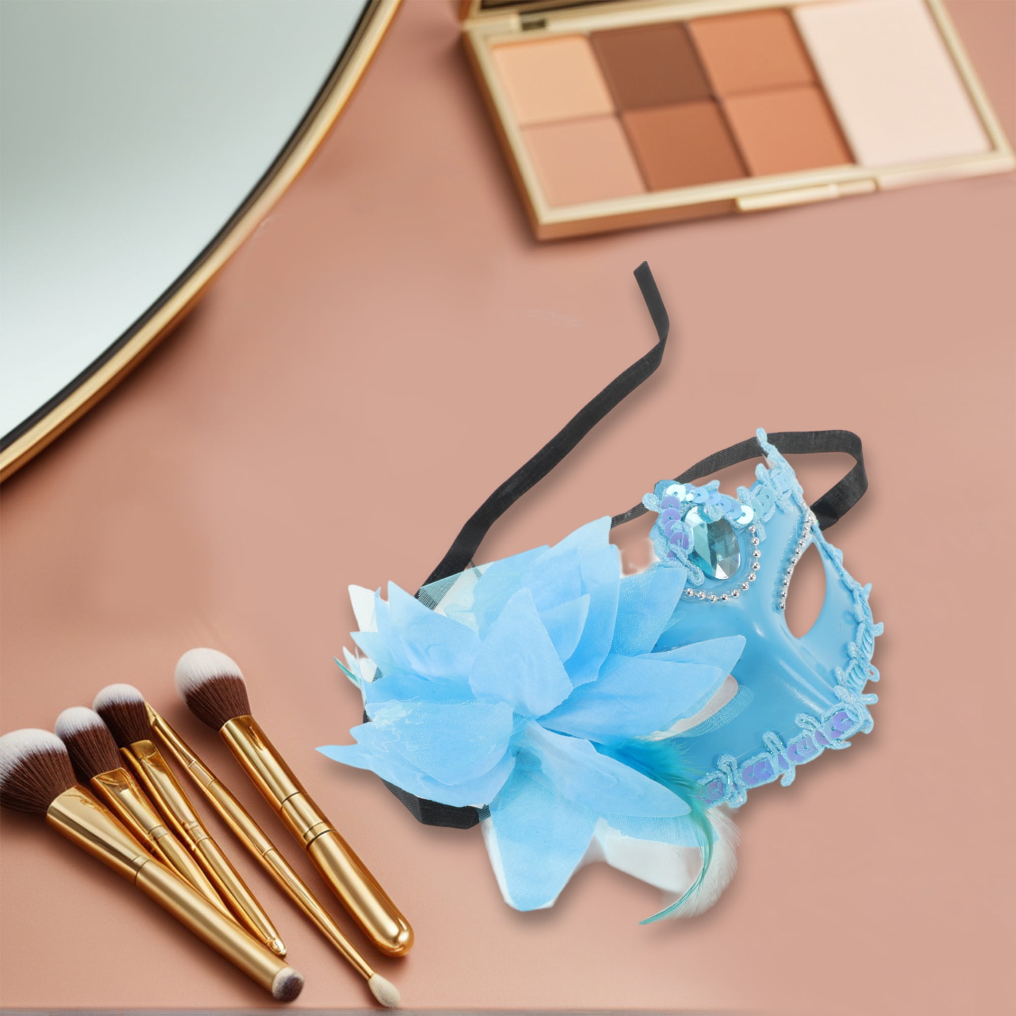 Unique Bargains 1 Pack Elegant Lily Princess Half Face Party Mask Blue