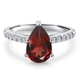 thumbnail image 3 of Gem Stone King 10K White Gold Red Garnet and Lab Grown Diamond Engagement Ring for Women | 2.20 Cttw | Pear Shape 10X7MM | Gemstone January Birthstone | Size 7, 3 of 6