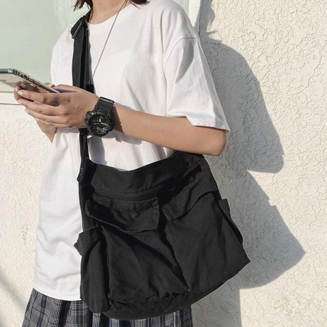 Bolso de hombro informal, gran capacidad, correa de hombro ajustable, antipaquete, bolsillos delanteros, bolsos para estudiantes , NEGRO, UN TAMAÑO Talla única Salvador Bolsas de hombro