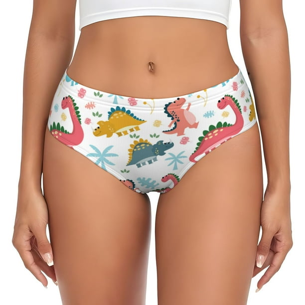 Fotbe Dinosaur Calzones Estampados para Mujer – Ropa Interior de Algodón, Cómoda, Suave y Elástica-Medium