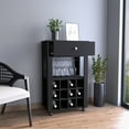 thumbnail image 4 of Black Bar Cart Featuring Twelve-built-in Wine Rack And Box Holder With 8-glass Capacity Storage, 4 of 4
