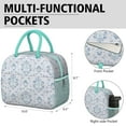 thumbnail image 6 of Lunch Bag Lunch Box for Women Reusable Insulated Lunch Cooler Bags,Large Capacity for Work Travel Picnic,Water-Resistant Blue Grey Baroque Lunch Tote Bag Gifts for Woman Mom Greenish-blue, 6 of 6