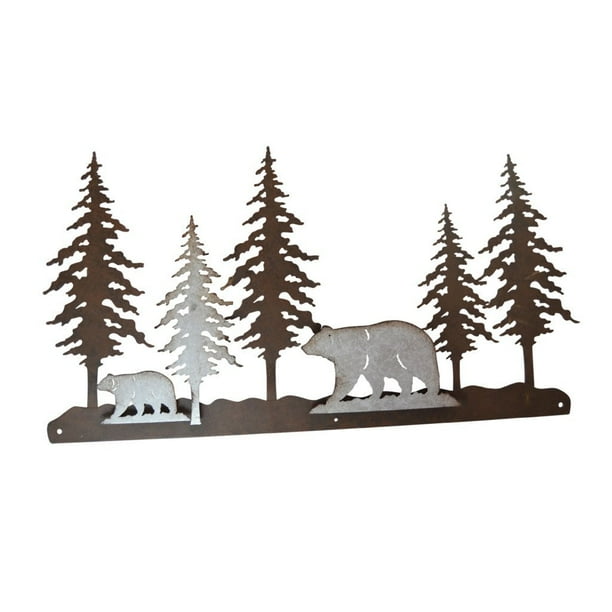 Pine Ridge 3 D Bear Scene Metal Wall Art Western Decorative