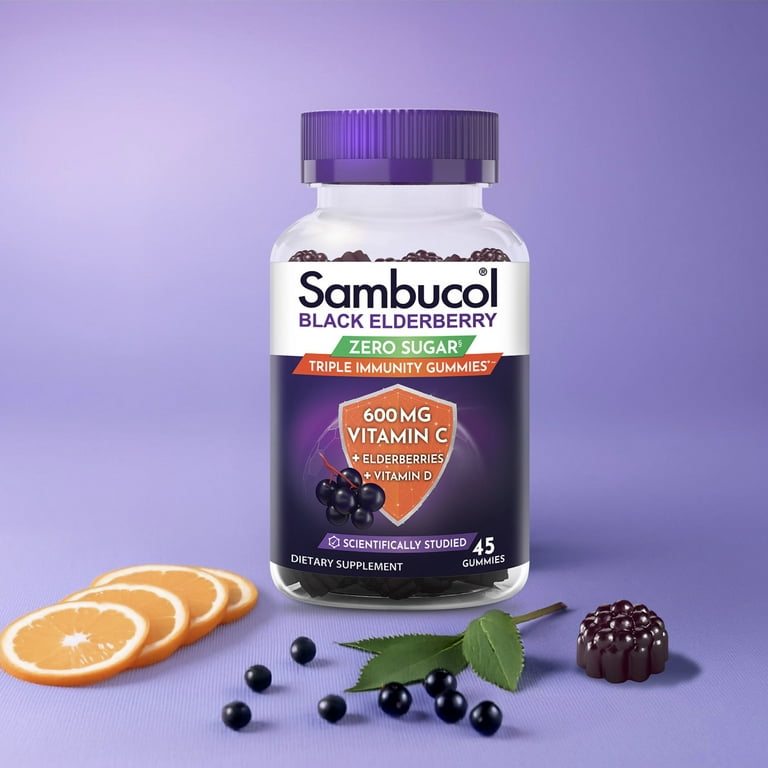 Sambucol Triple Immunity Zero Sugar Gummies with Vitamin C and
