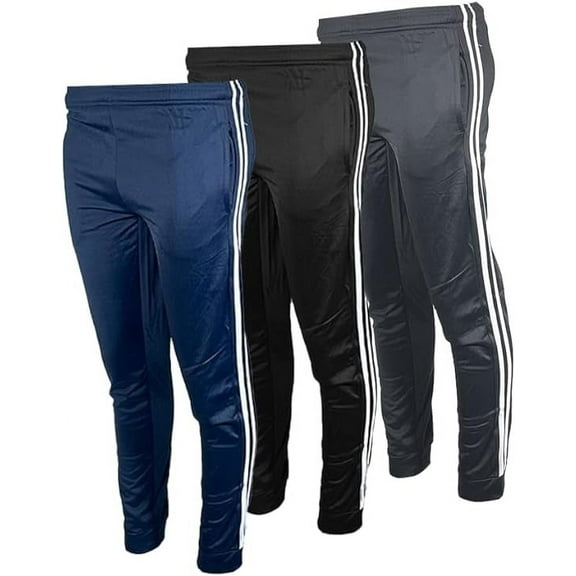 BROOKLYN VERTICAL Boys 3-Pack Tricot Jogger Sweatpants with Pockets | Soft Warm Cozy Size 6-20