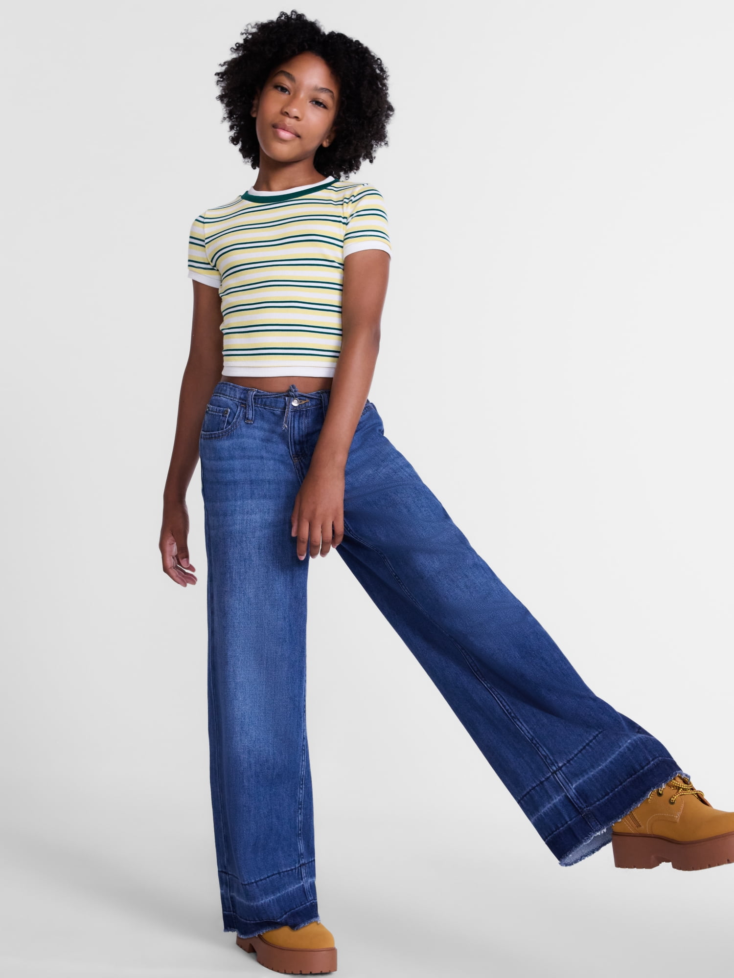 Weekend Academy Girls Tie Waist Cotton Jeans, Sizes 4-18