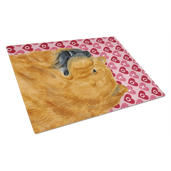 Caroline's Treasures Chow Chow Hearts Love and Valentine's Day Portrait Glass Cutting Board Large