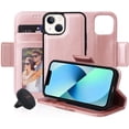 thumbnail image 1 of navor Universal Car Mount & Detachable Magnetic Wallet Case Compatible with iPhone 13 Mini [5.4 inch] [Folio], RFID Protection Kickstand -Rose Gold, 1 of 8