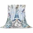 thumbnail image 2 of Christmas Gnome Throw Flannel Blanket 40x60In Pine Tree Leaf Berries Xmas Birds Blue Snow Super Soft Cozy Bed Blanket, Lightweight Plush Fuzzy Bed Throw for Bedroom Sofa Couch Living Room, 2 of 4