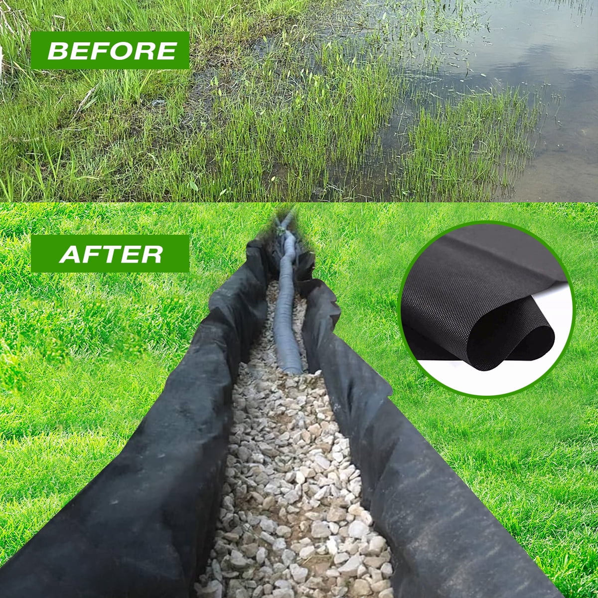 AISWORD 3x100 ft Landscape Fabric Weed Barrier,Non-Woven Garden Weed Block Ground Cover Mat,Permeable Gardening Cloth for Landscaping & Flower Beds,4 Pack