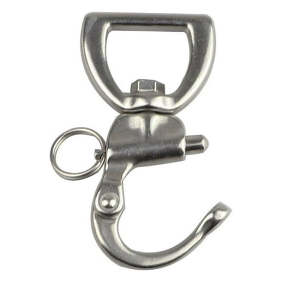 Swivel Eye Quick Release Stainless Steel Clip Spring Shackle Webbing Shackle for Sailboat Spinnaker Halyard Marine Sailing Boat