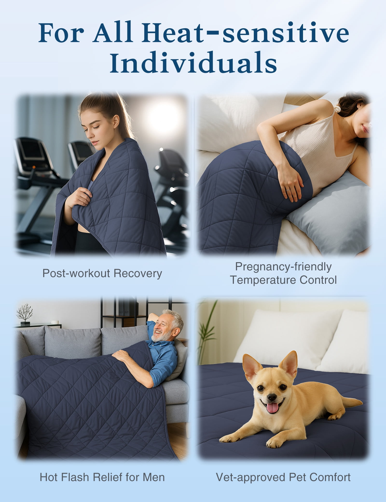 ZonLi Cooling Blanket Lightweight Breathable Cool Touch 60×80 Twin, Blue