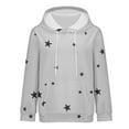thumbnail image 4 of Women's Star Print Drawstring Hooded Sweatshirt with Pocket, Oversized Long Sleeve Pullover, Plus Size Soft Comfy Fall Top for Streetwear, Casual Daily Wear and Concert Events Light Ashy M, 4 of 9