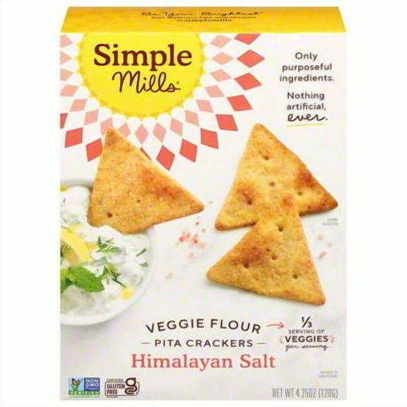 Pack of 2 - Simple Mills Himalayan Salt Veggie Pita Crackers, 4.25 oz