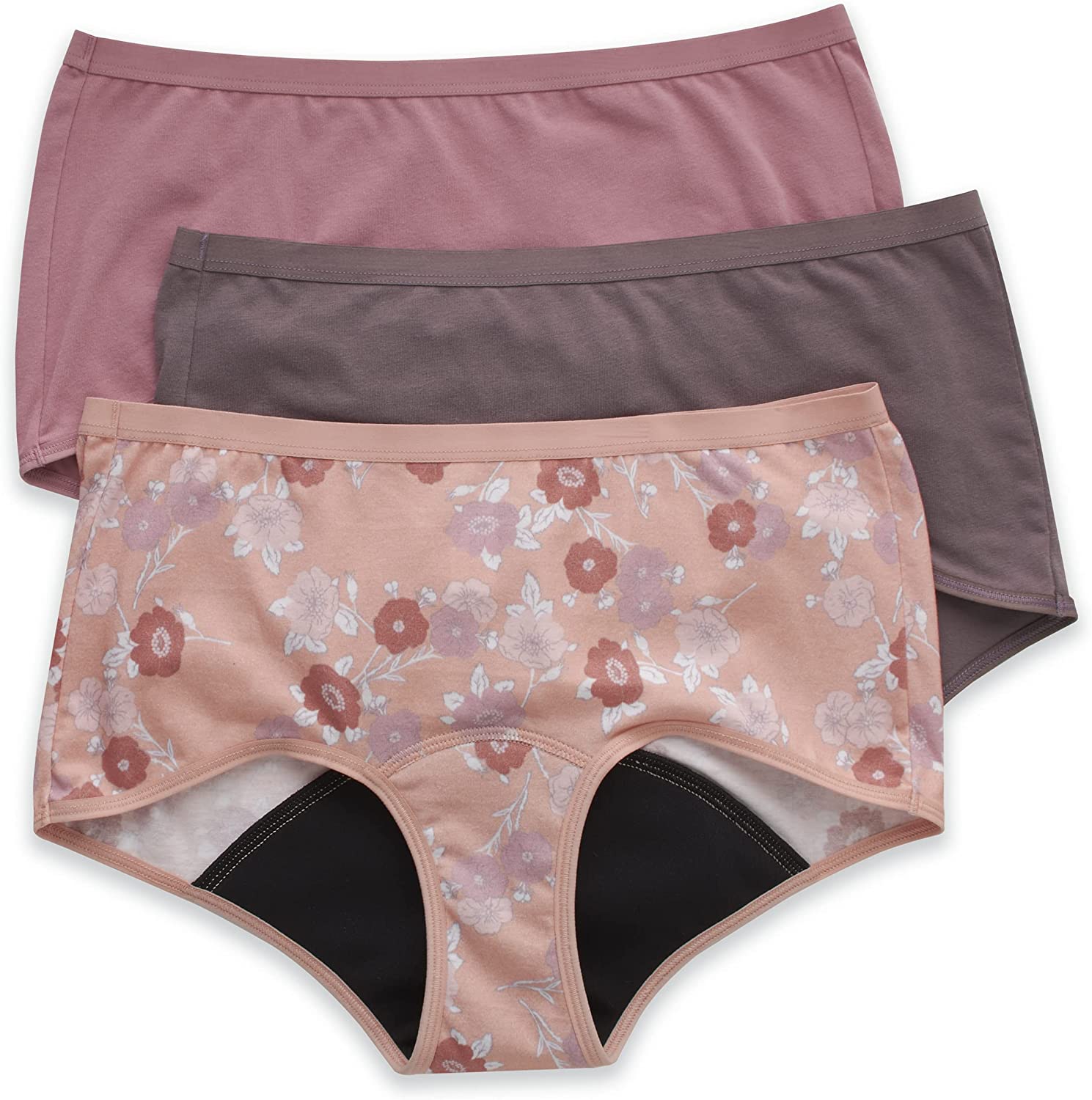 "Hanes Women's Comfort, Period. Boy Shorts Panties, Postpartum and