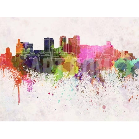 Birmingham Al Skyline in Watercolor Background Print Wall Art By (Best Parks In Birmingham)