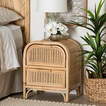 bali & pari Adrika Boho Nightstand, 2-Drawer, Natural