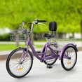 thumbnail image 6 of Dextrus Adult Tricycle, 24 Inch 3 Wheel Bikes, 1 Speed Trike Bike for Adults with Removable Baskets, Cruiser Bike for Seniors Women Men Shopping Picnic Outdoor Sports, Purple, 6 of 6