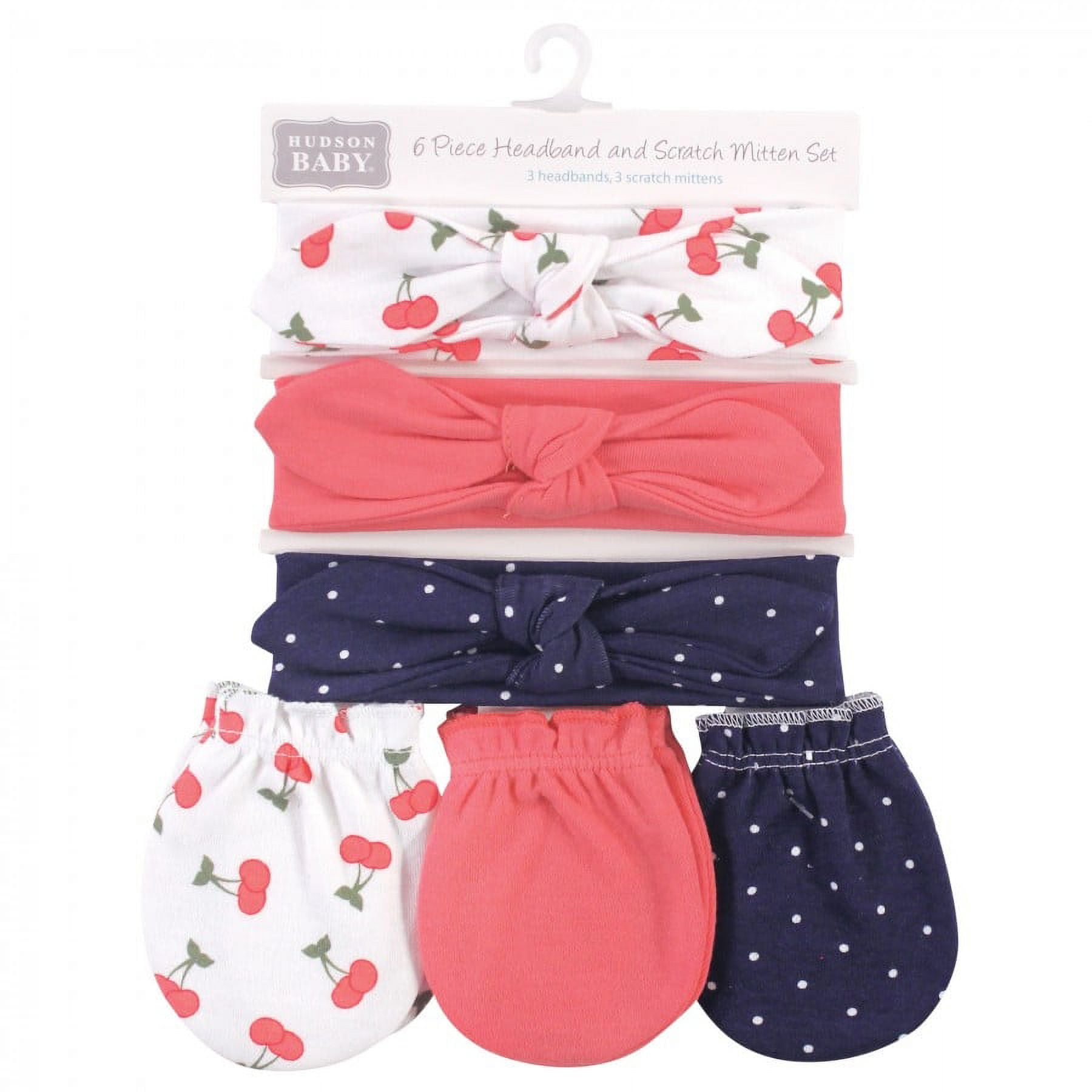 送料無料 日本 Hudson Baby Infant Girl Cotton Headband and Scratch Mitten ベビー