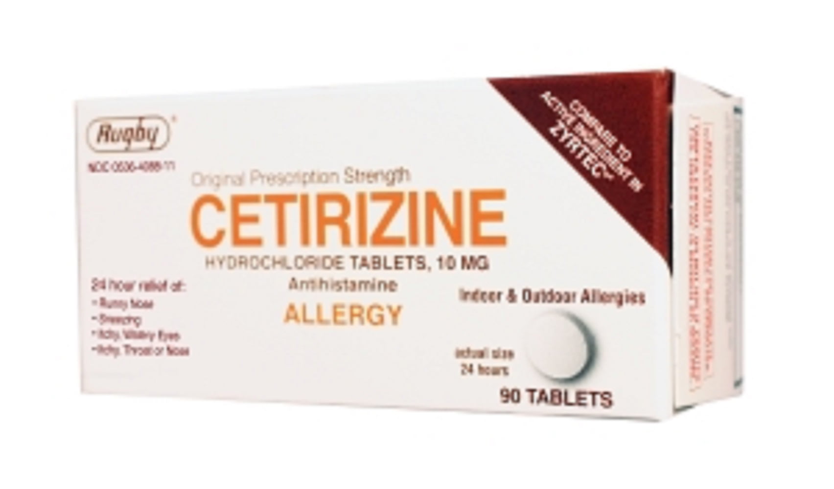 Rugby Cetirizine Hydrochloride Tablets 10 Mg 90 Count