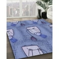 thumbnail image 3 of Ahgly Company Machine Washable Indoor Round Transitional Denim Blue Area Rugs, 5' Round, 3 of 7
