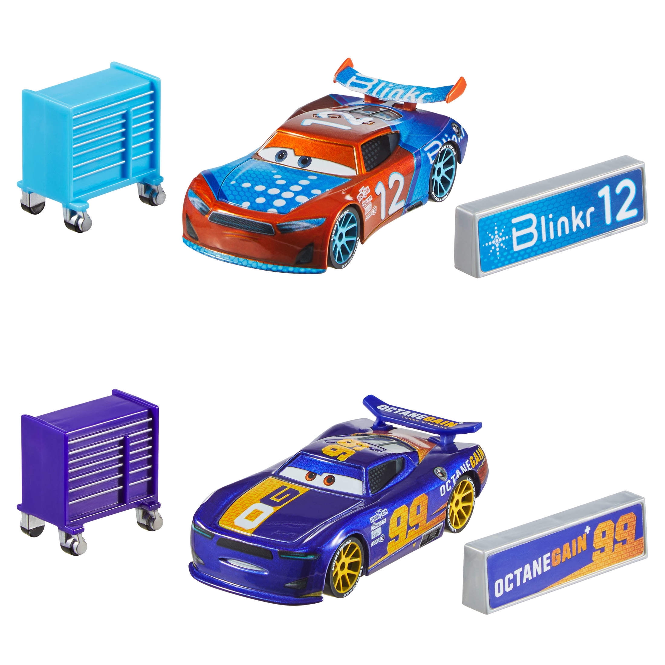 Disney and Pixar Cars NASCAR Set of 2 Die-Cast Toy Vehicles & 4