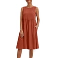 thumbnail image 3 of Vivianyo HD Women's Casual Sleeveless Empire Waist Midi Dress, Round Neck with Side Pockets, Women's Red, Sizes S-5XL, 3 of 10