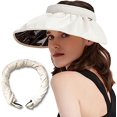 thumbnail image 1 of Visera para mujer, gorra con visera anti-UV, sombrero de playa de ala ancha, gorra de protección solar, UPF50+, para ocio al aire libre, viajes a la playa, correr, 1 of 5