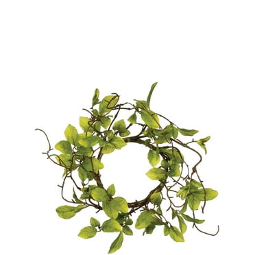 Sullivans Artificial Leaf & Twig Accent Wreath 15"H Green