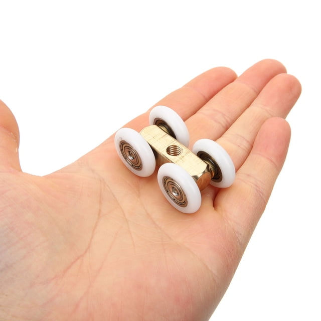 AURARMLET 2 Sets Sliding Wheel Copper Heavy Duty Trolley Assembly Assorted Color Replacement for Cabinet Sliding Door
