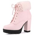 thumbnail image 1 of Unique Bargains Women's Platform Chunky Heel Lace Up Foldable Ankle Boots, 1 of 7