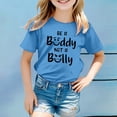 thumbnail image 3 of MEZZALL T-Shirt Décontracté Respirant Imprimé Lettre Col Rond Manches Courtes pour Filles, Bleu, 3-4 Ans, 3 of 4