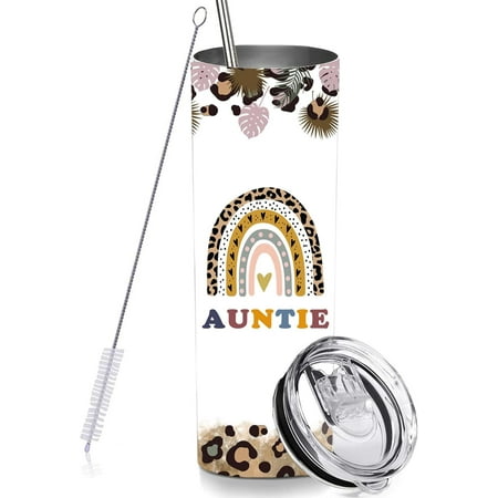 

Auntie Gift Skinny Tumblers with Lids and Straws Mother s Day Vacuum Insulated Stainless Steel Travel Tumbler Cups 20 OZ for Aunt from Niece Nephew